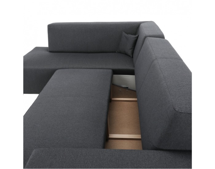 Rohová sedačka s rozkladom a úložným priestorom Colli L - sivočierna
