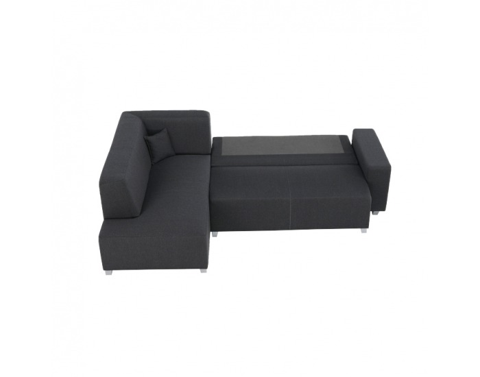 Rohová sedačka s rozkladom a úložným priestorom Colli L - sivočierna