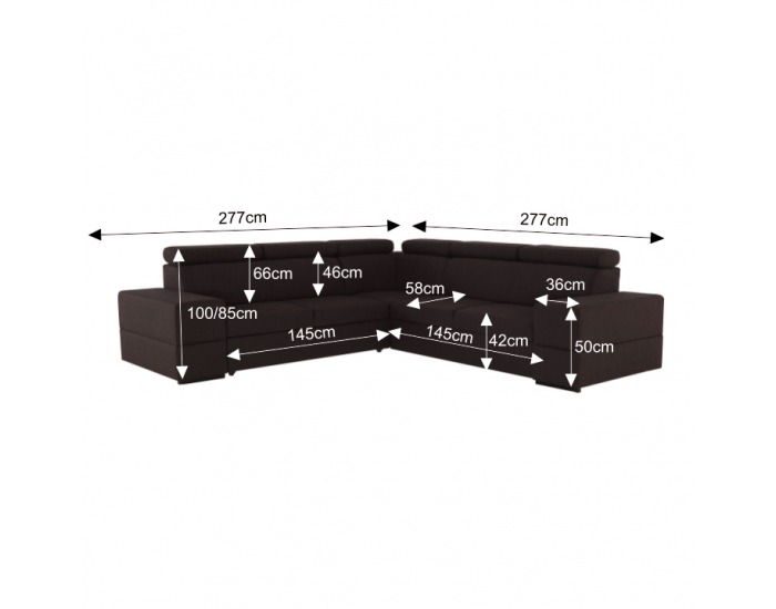 Rohová sedačka s rozkladom a úložným priestorom Monako L - tmavohnedá