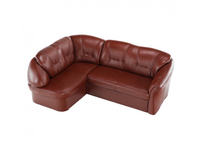 Kožená rohová sedačka s rozkladom Laredo L - hnedočervená