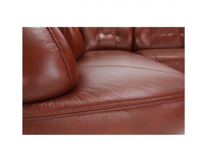 Kožená rohová sedačka s rozkladom Laredo L - hnedočervená