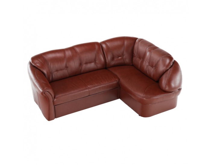 Kožená rohová sedačka s rozkladom Laredo P - hnedočervená