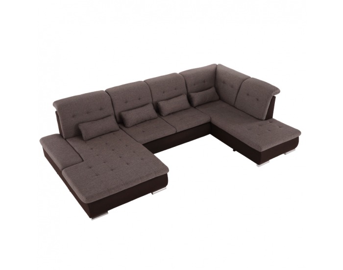 Rohová sedačka U s rozkladom Resta P - tmavohnedá / hnedá melírovaná
