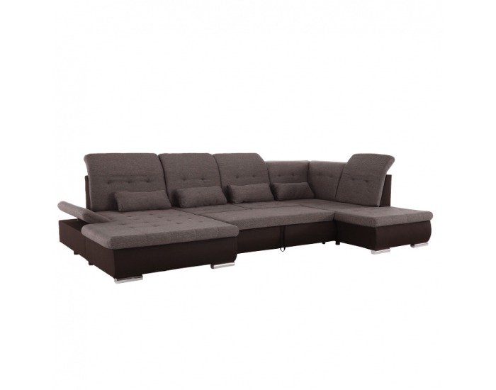 Rohová sedačka U s rozkladom Resta P - tmavohnedá / hnedá melírovaná