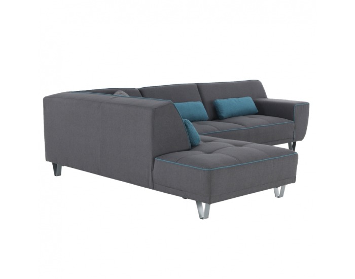 Rohová sedačka s rozkladom Derba L - tmavosivá / petrolejová