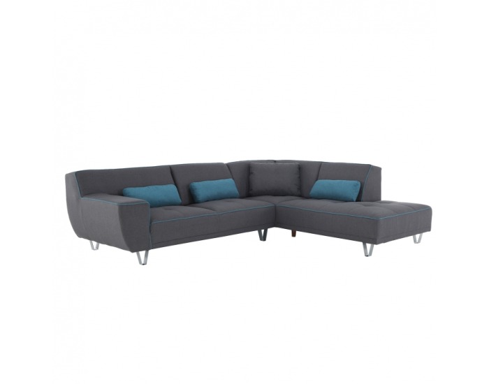 Rohová sedačka s rozkladom Derba P - tmavosivá / petrolejová