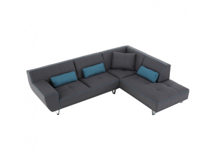 Rohová sedačka s rozkladom Derba P - tmavosivá / petrolejová