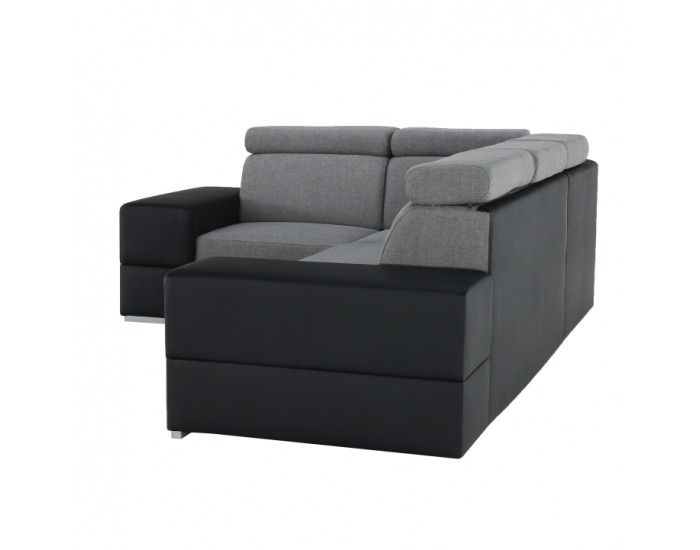 Rohová sedačka s rozkladom a úložným priestorom Monako L - svetlosivá / čierna