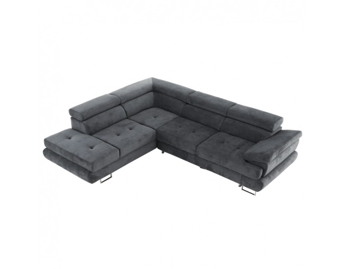 Rohová sedačka s rozkladom a úložným priestorom Buton R L - sivá