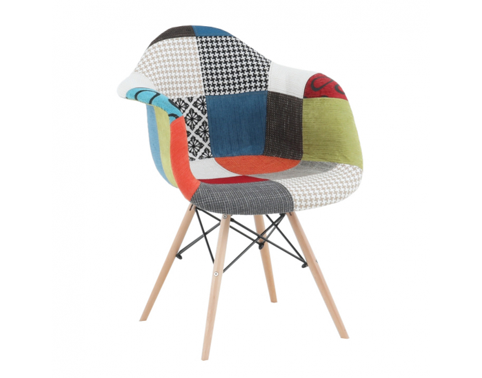 Kreslo Tobo 2 New - buk / vzor patchwork