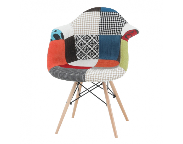 Kreslo Tobo 2 New - buk / vzor patchwork