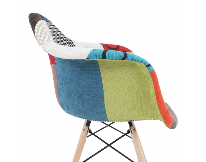 Kreslo Tobo 2 New - buk / vzor patchwork