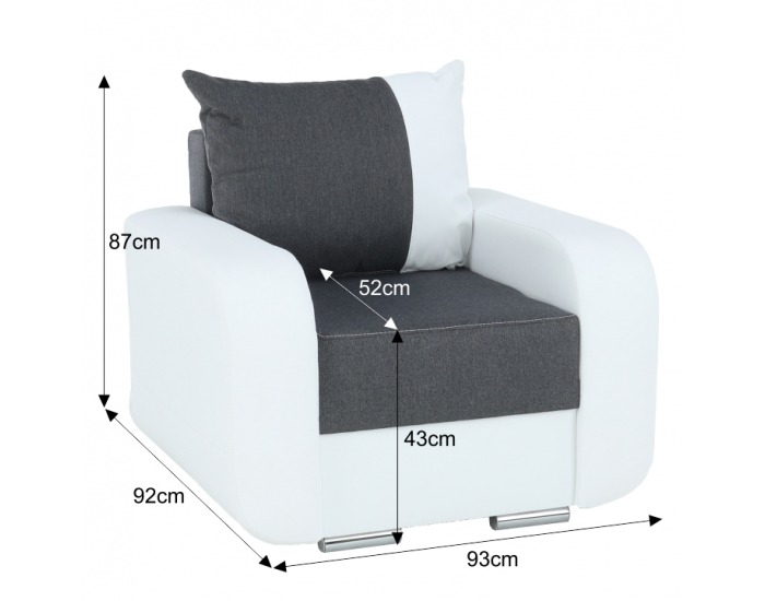 Kreslo Mono - biela / čierna