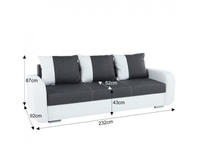 Rozkladacia sedacia súprava Mono 3+2+1 - biela / čierna