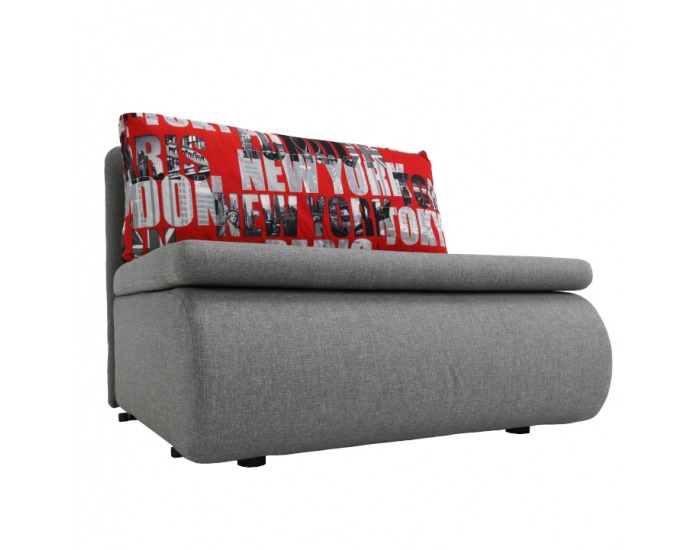 Rozkladacie kreslo s úložným priestorom Keny - sivá / vzor (Tokyo red)