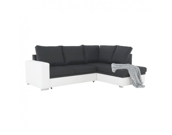 Rohová sedačka s rozkladom a úložným priestorom Waran P - biela / čierna
