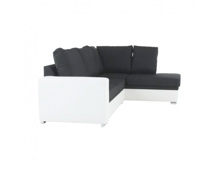 Rohová sedačka s rozkladom a úložným priestorom Waran P - biela / čierna