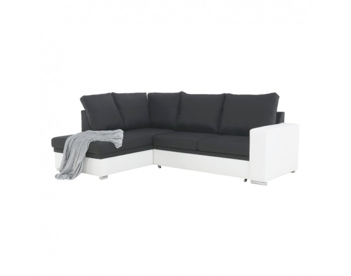 Rohová sedačka s rozkladom a úložným priestorom Waran L - biela / čierna