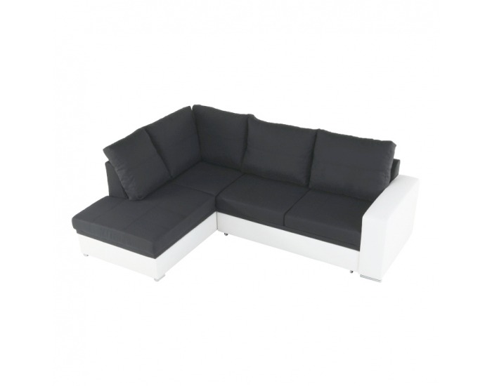 Rohová sedačka s rozkladom a úložným priestorom Waran L - biela / čierna