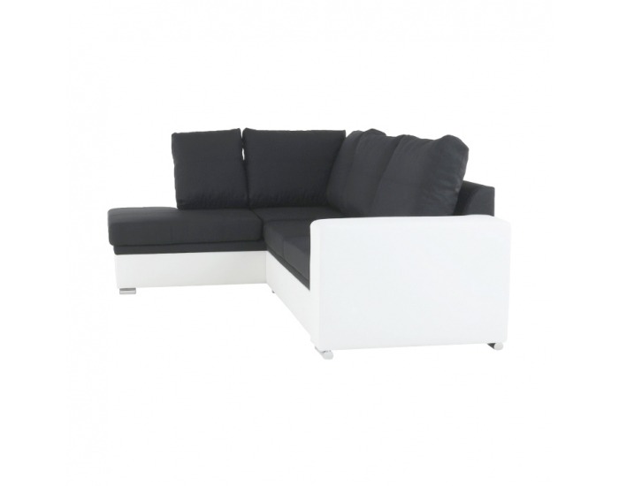 Rohová sedačka s rozkladom a úložným priestorom Waran L - biela / čierna