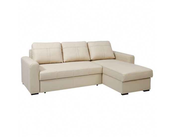 Kožená rohová sedačka s rozkladom Paso L/P - béžová