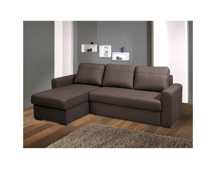 Kožená rohová sedačka s rozkladom Paso L/P - čokoládová