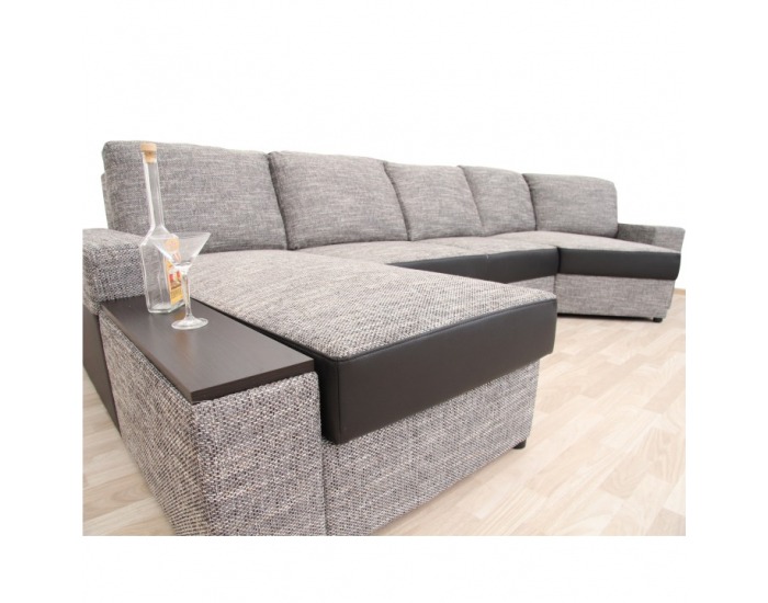 Rohová sedačka s rozkladom a úložným priestorom Roy L - čierna / sivohnedá