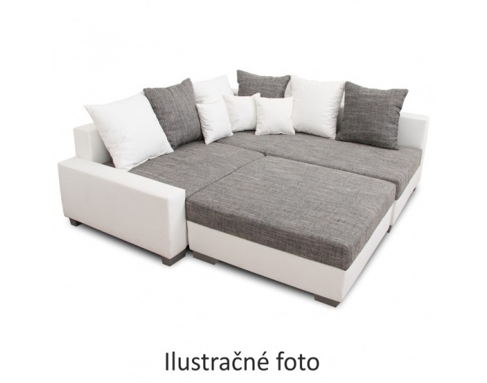 Rohová sedačka s rozkladom Petrana P - hnedá ekokoža / cappuccino šenil