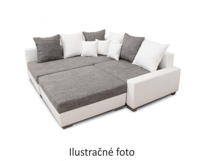 Rohová sedačka s rozkladom Petrana L - hnedá ekokoža / cappuccino šenil