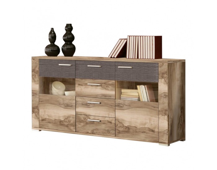 Trojdielna komoda Koror - orech satinový / touchwood