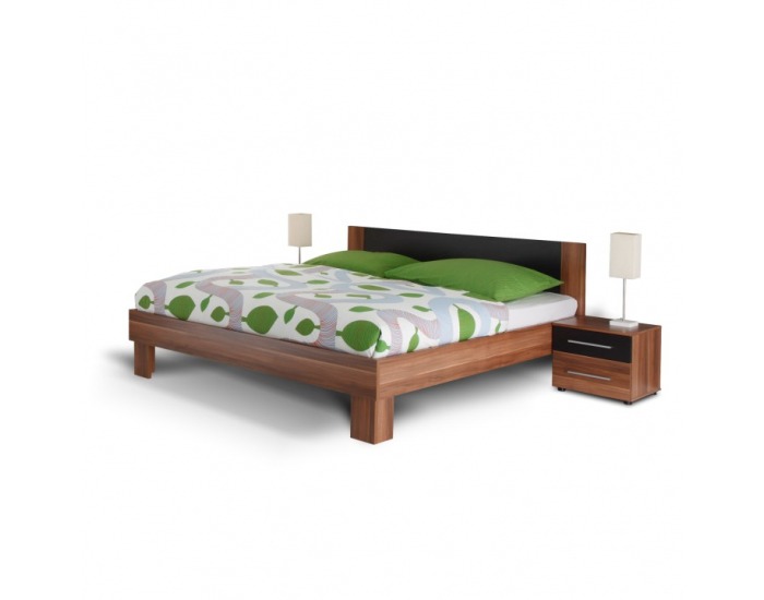 Posteľový rám s nočnými stolíkmi (2 ks) Martina 180 - orech / čierna