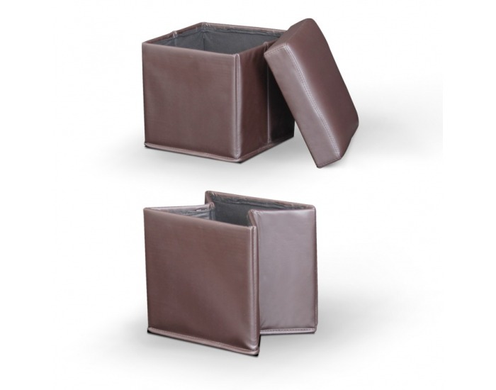 Taburetka s úložným priestorom Wiki - tmavohnedá