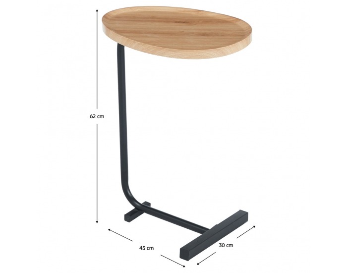 Príručný stolík Abery - dub / čierna