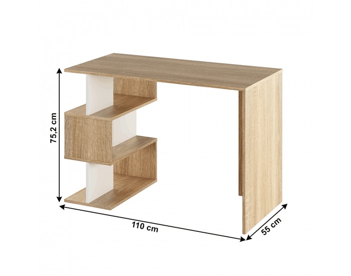 Písací stôl Abes - dub sonoma / biela
