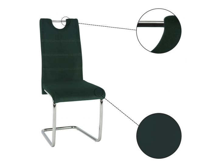 Jedálenská stolička Abira New - smaragdová (Velvet) / chróm