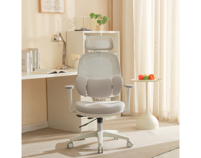 Kancelárske kreslo Abramo - sivá / biela