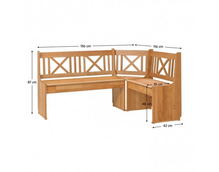 Rohová lavica do kuchyne Adaly X - jelša