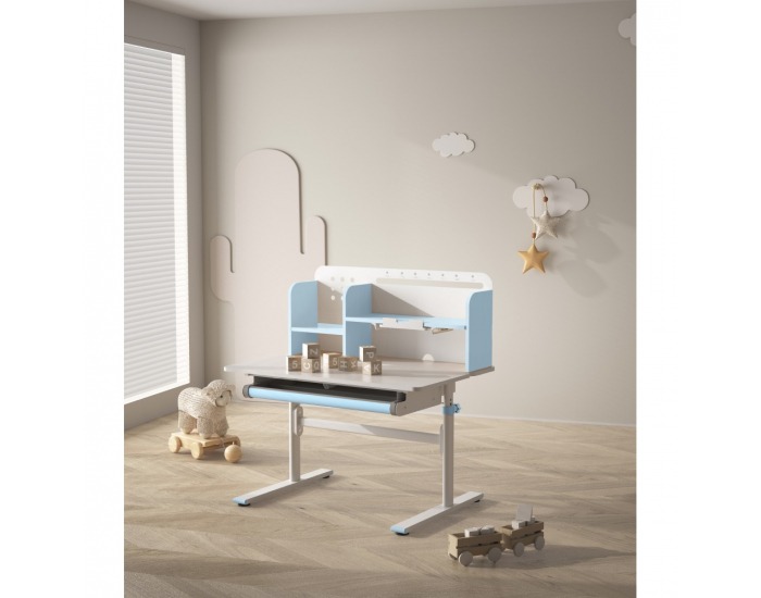 Rastúci písací stolík Adan - modrá / biela