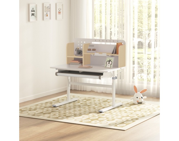 Rastúci písací stolík Adan - prírodná / biela