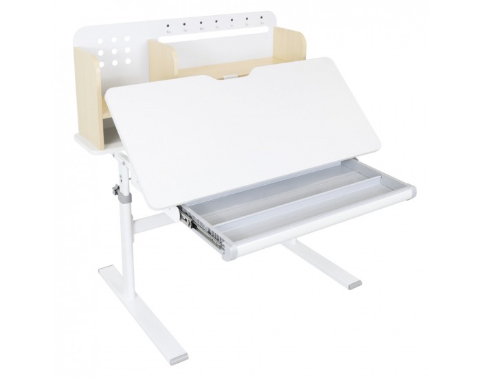 Rastúci písací stolík Adan - prírodná / biela