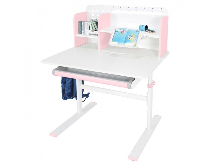 Rastúci písací stolík Adan - ružová / biela