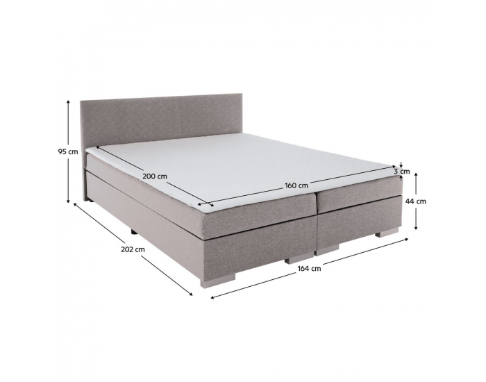 Boxspringová manželská posteľ Adara 160x200 cm - sivohnedá (taupe)
