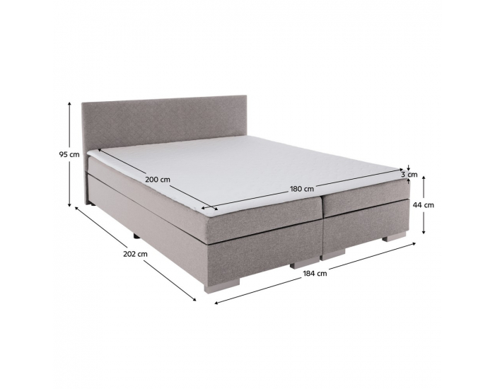 Boxspringová manželská posteľ Adara 180x200 cm - sivohnedá (taupe)