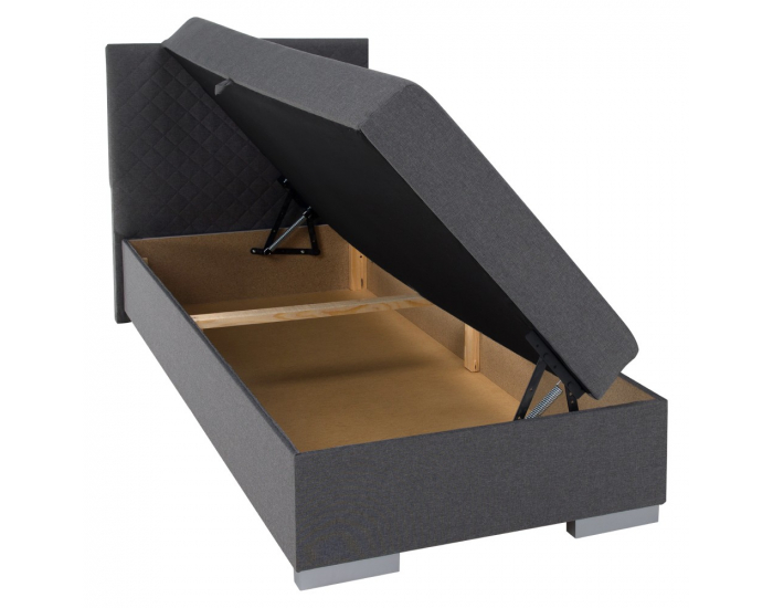 Čalúnená jednolôžková posteľ s úložným priestorom Adara 90x200 cm - sivá