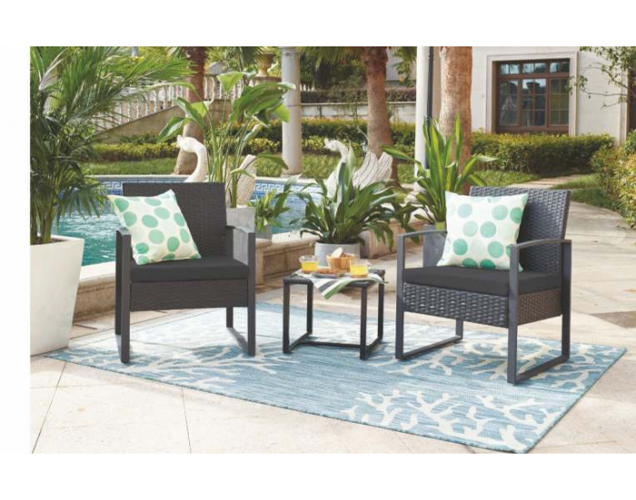 Záhradný set z umelého ratanu Adeje - sivá