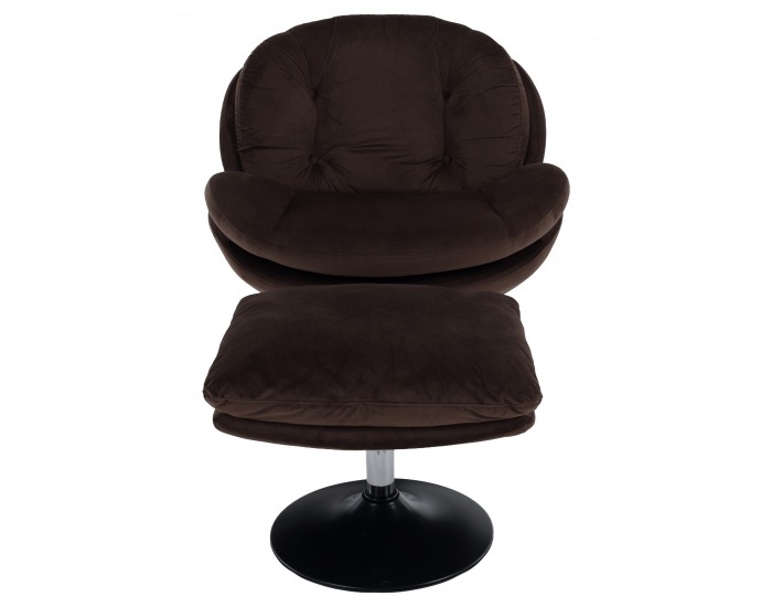 Dizajnové otočné kreslo s podnožou Adelmo - hnedá (Velvet)