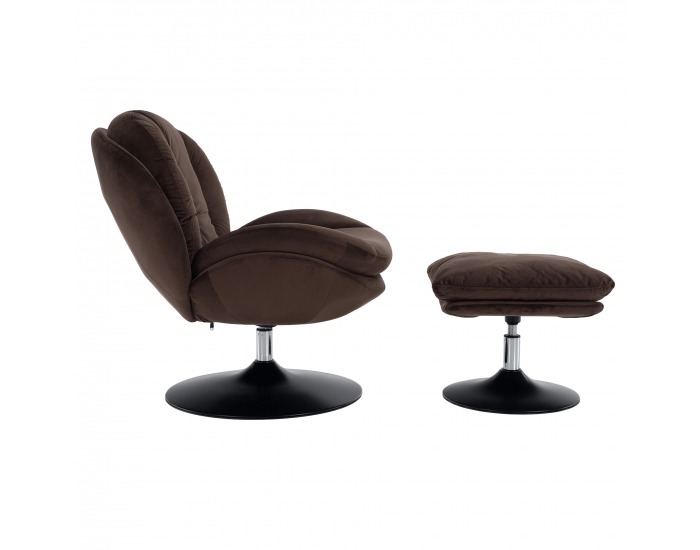 Dizajnové otočné kreslo s podnožou Adelmo - hnedá (Velvet)