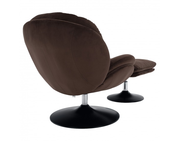 Dizajnové otočné kreslo s podnožou Adelmo - hnedá (Velvet)