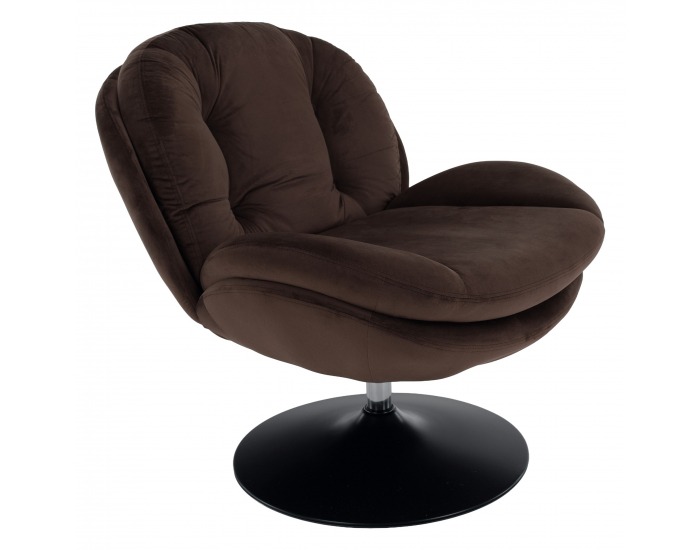 Dizajnové otočné kreslo s podnožou Adelmo - hnedá (Velvet)