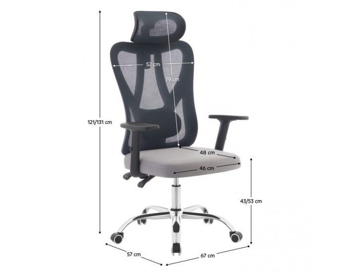 Kancelárske kreslo Ademir - tmavosivá / svetlosivá/ chróm